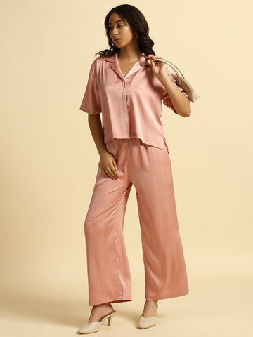 Bridal Rose -Collared Satin Set