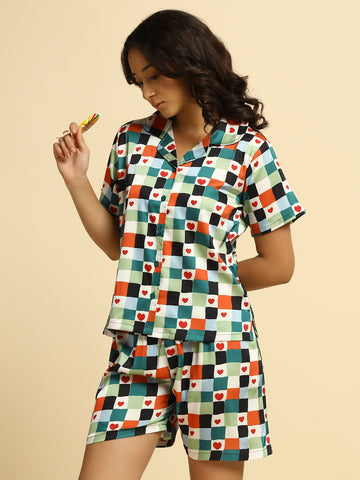 Heart Satin Short Set