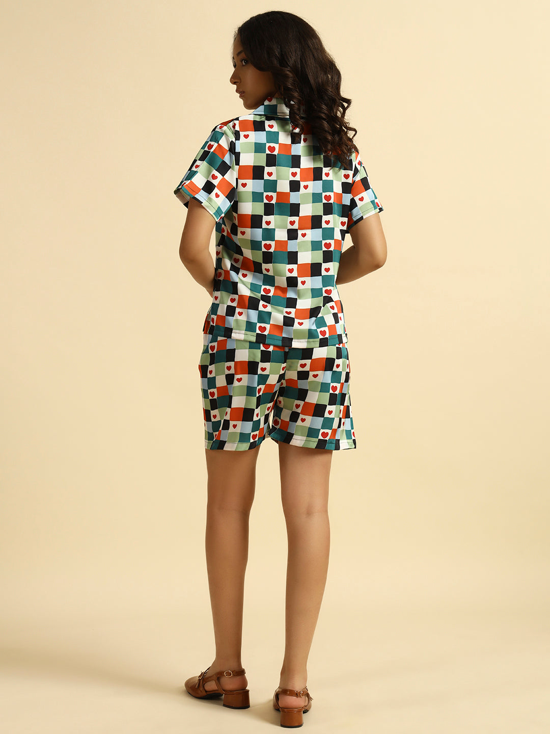 Heart Satin Short Set