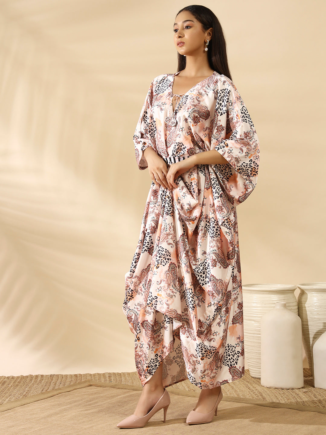 Liya Satin Kaftan Rust