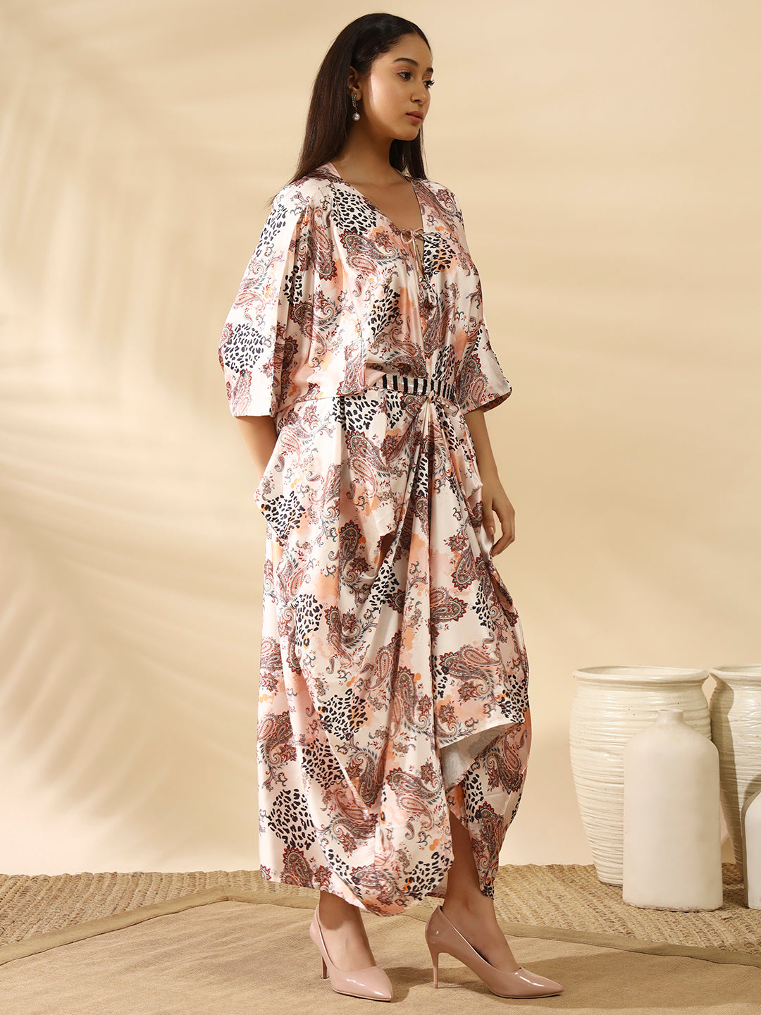 Liya Satin Kaftan Rust