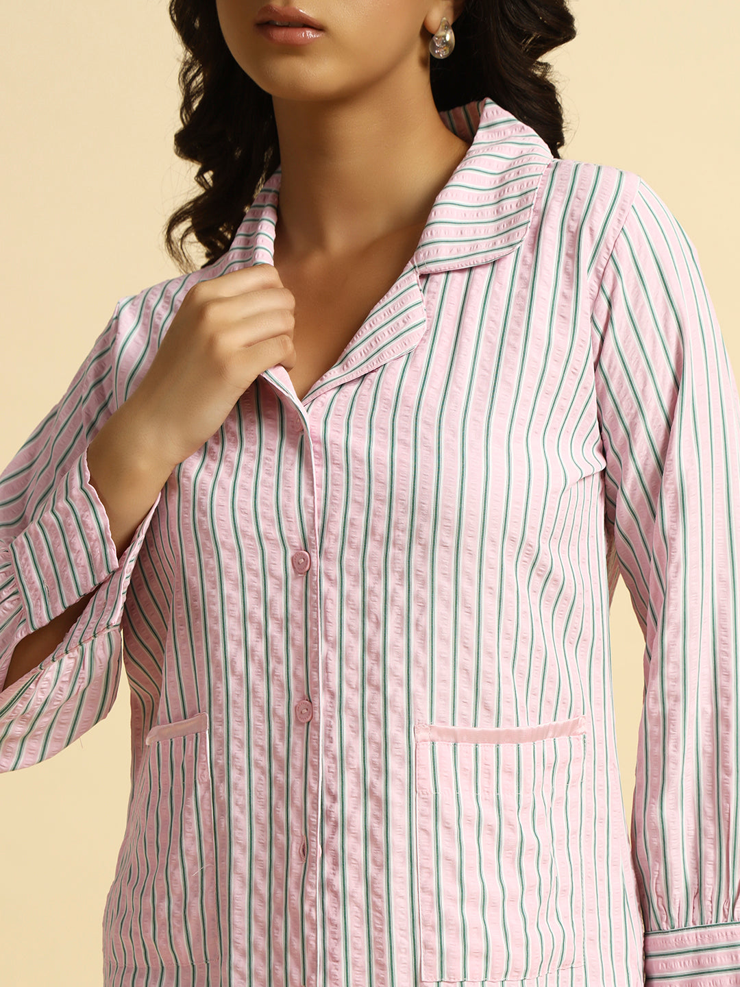 Stripe Viscose Nightsuit