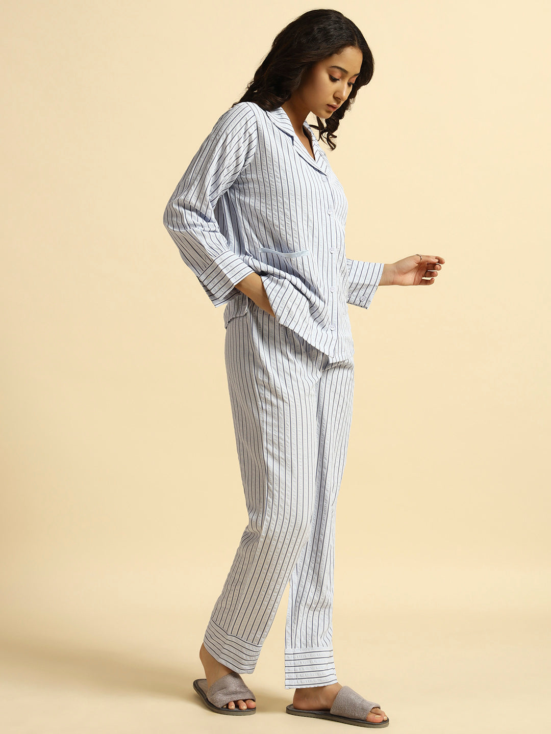 Stripe Viscose Nightsuit