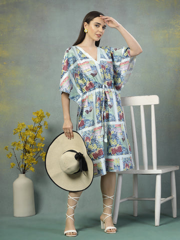 Solstice Block-Print Satin Kaftan