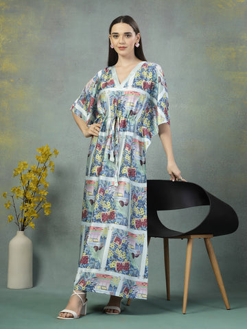 Serene V-Neck Satin Kaftan