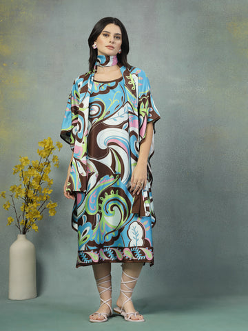Majesty Satin Stole Kaftan Dress