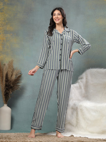 Riviera Stripe Viscose Nightsuit