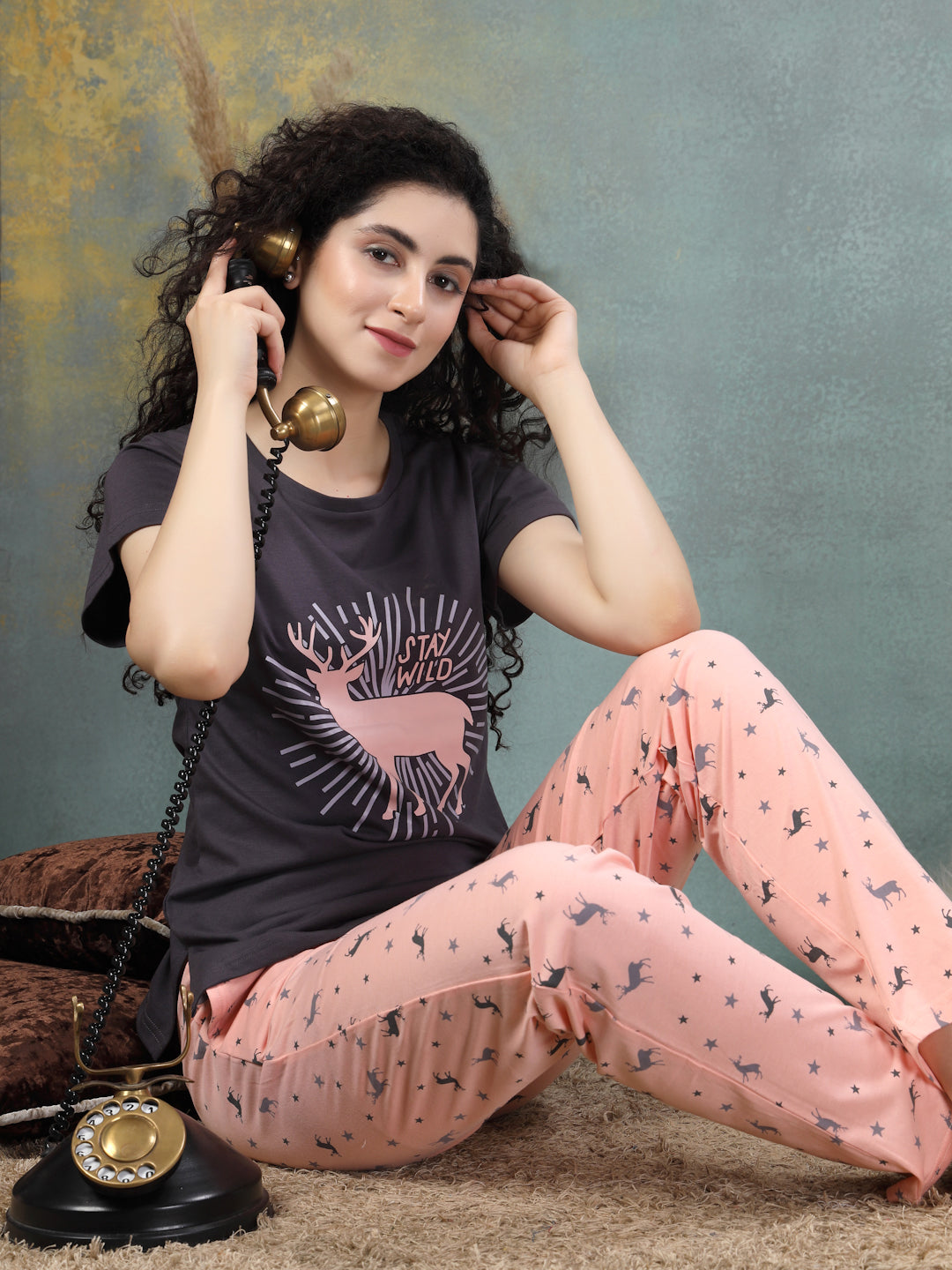 'Stay Wild' Star-Print Nightsuit