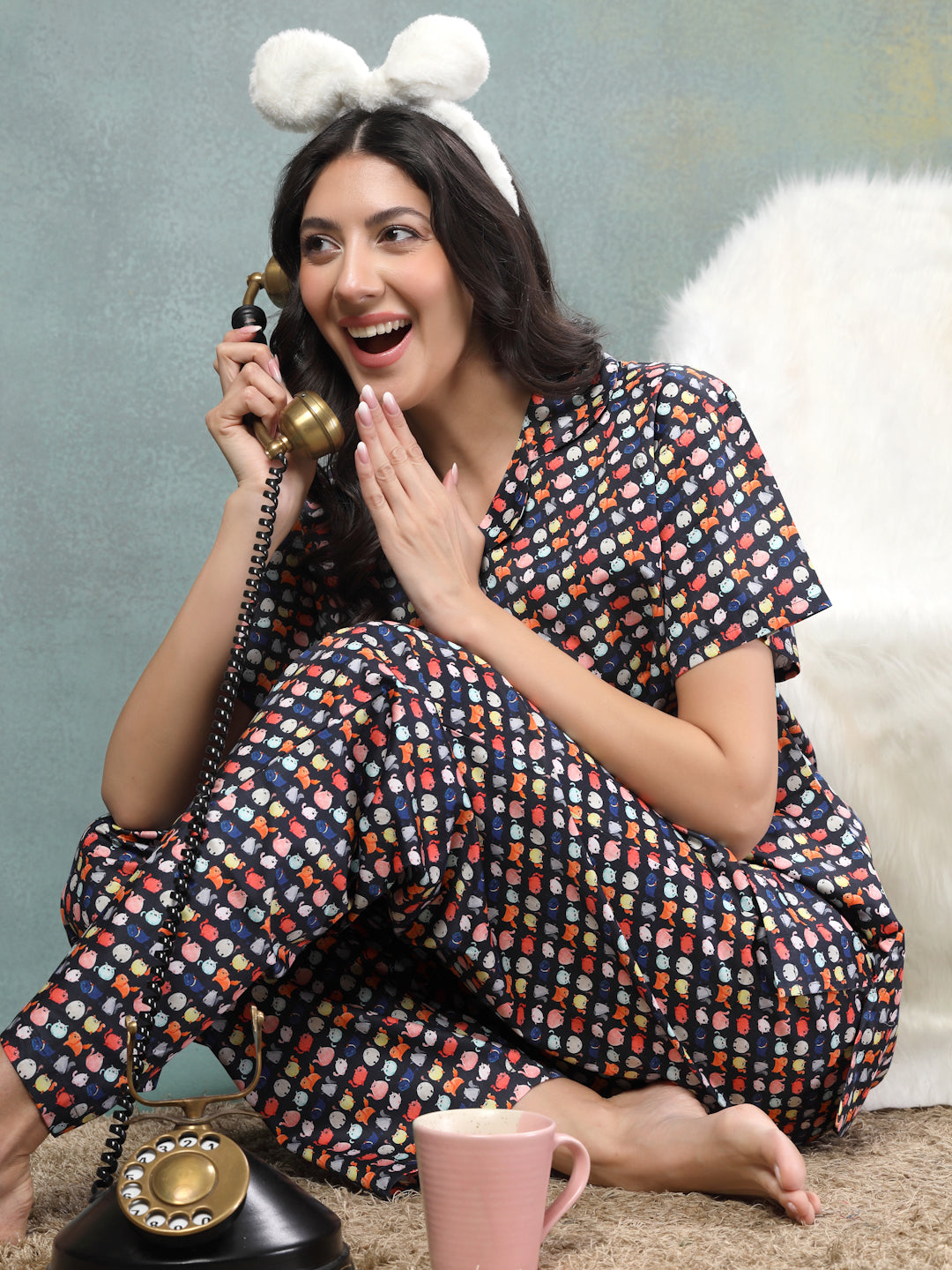 Pop Art Satin Cotton Nightsuit