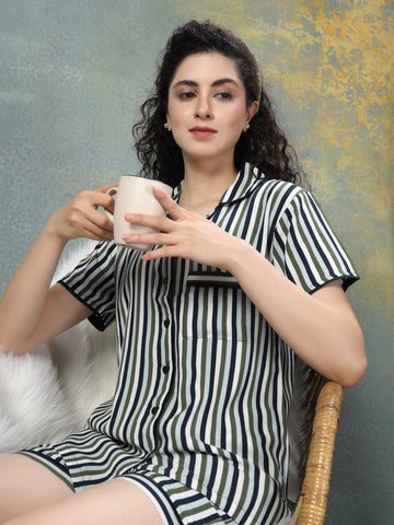 Riviera Stripe Viscose Short Set