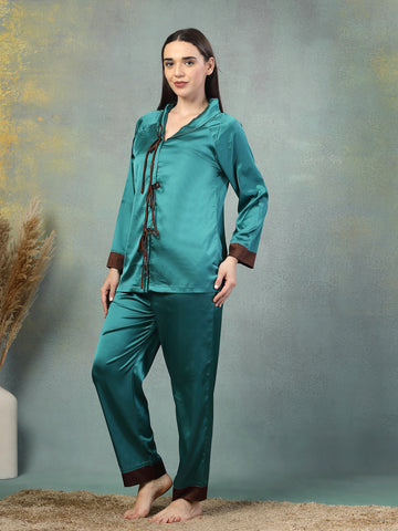 Opaline Knot-Detail Satin Set