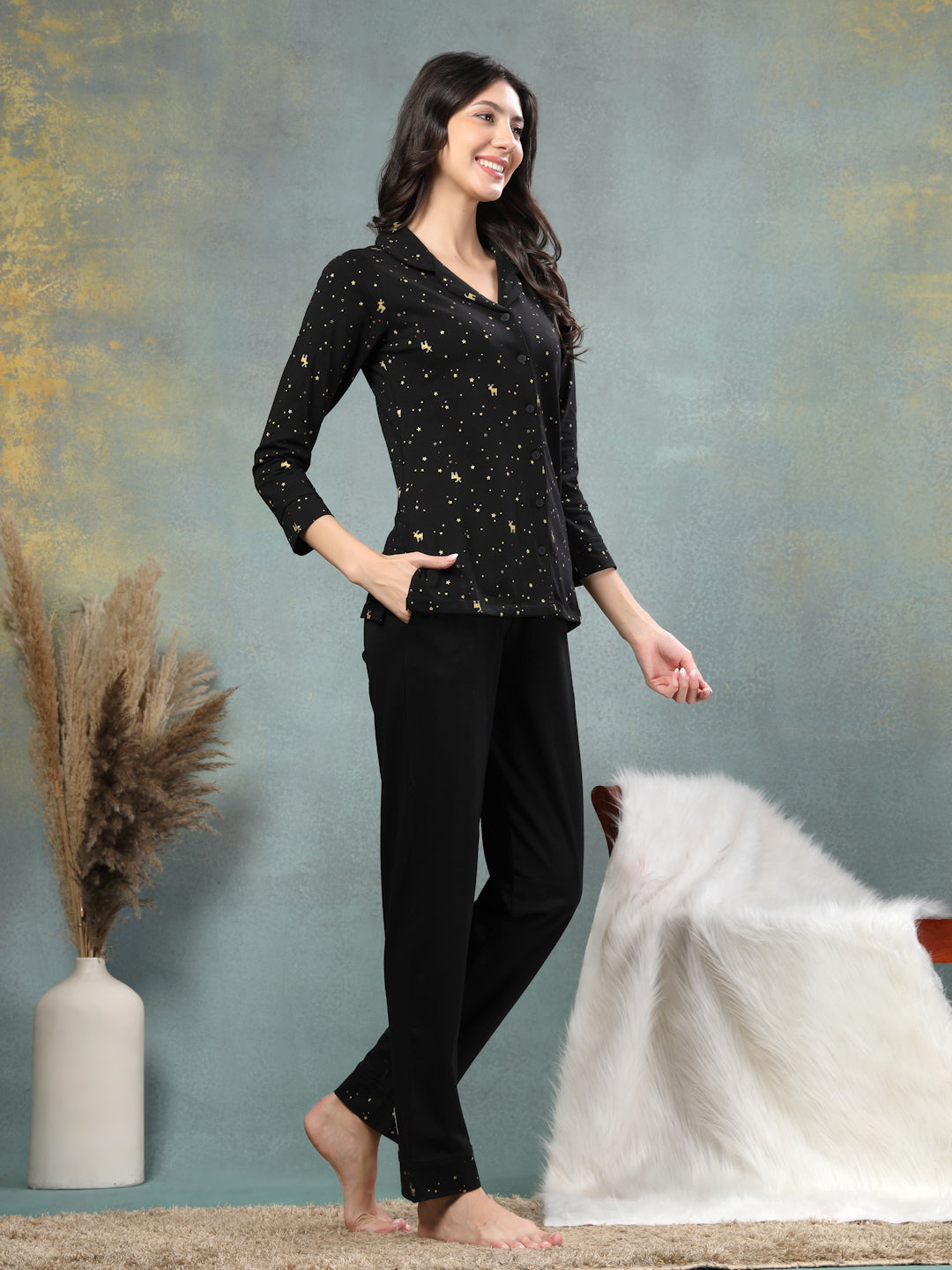Golden Grain Lycra Cotton Nightsuit