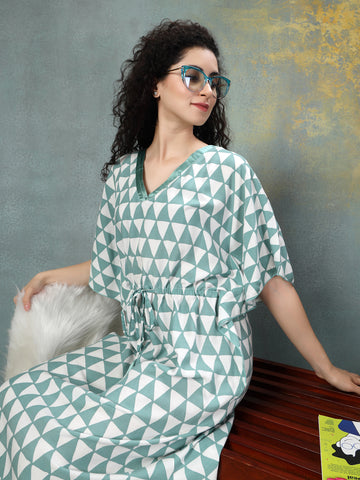 Mint Satin-Trim Viscose Kaftan