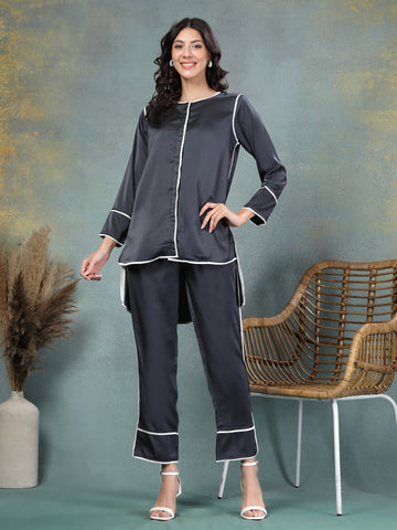 Sterling Satin Piped Co-ord