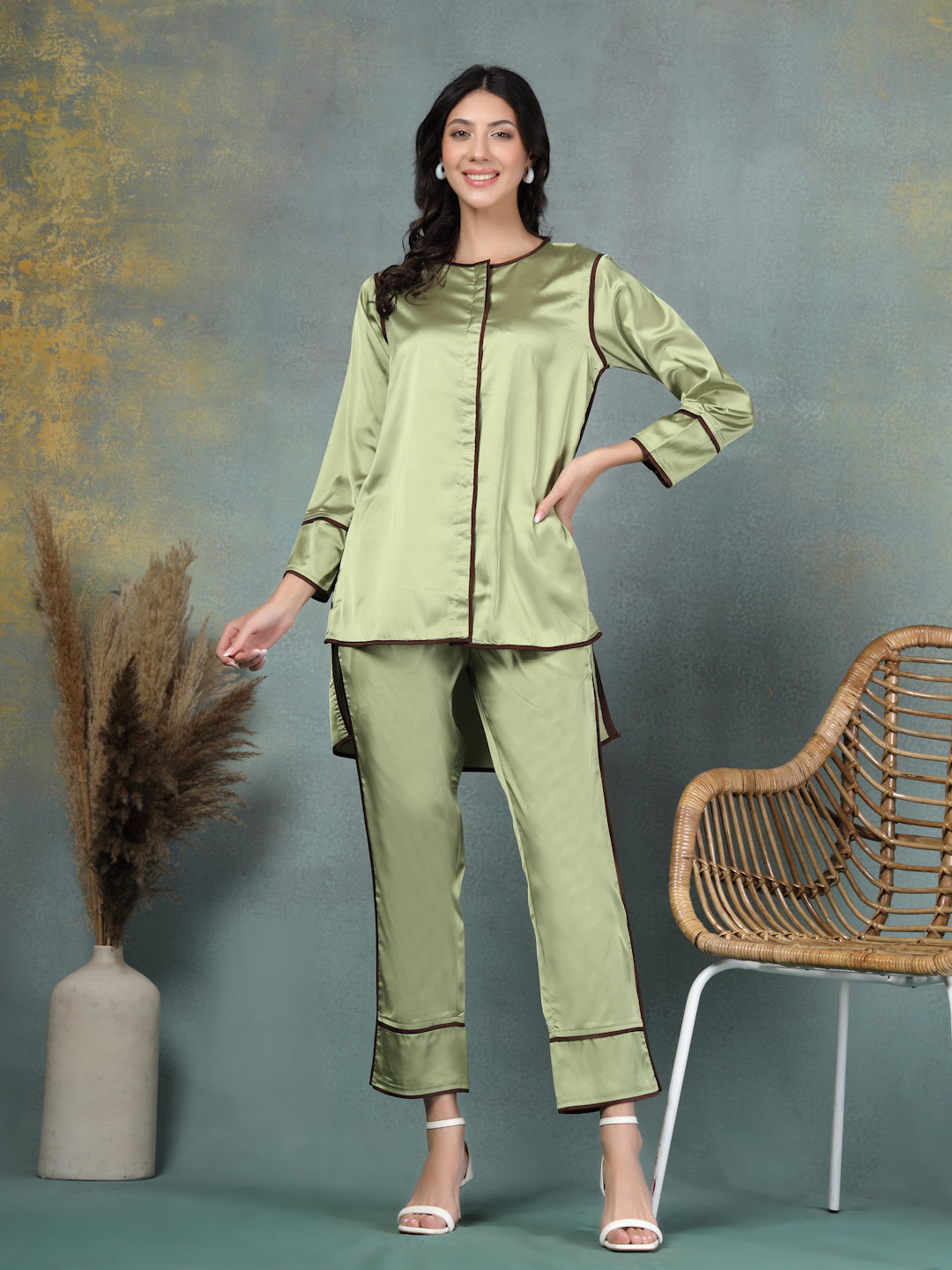 Onyx High-Low Satin Co-ord