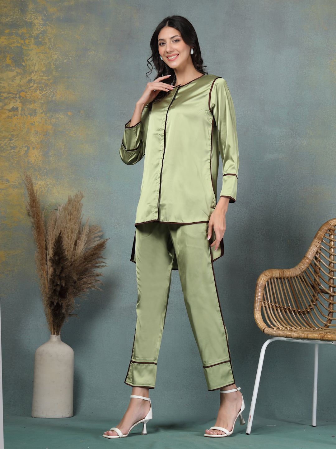 Onyx High-Low Satin Co-ord