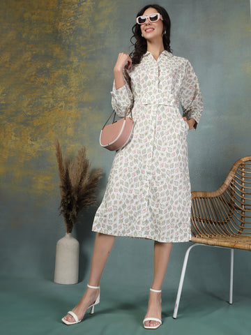 Serenity Gathered Cotton Dress