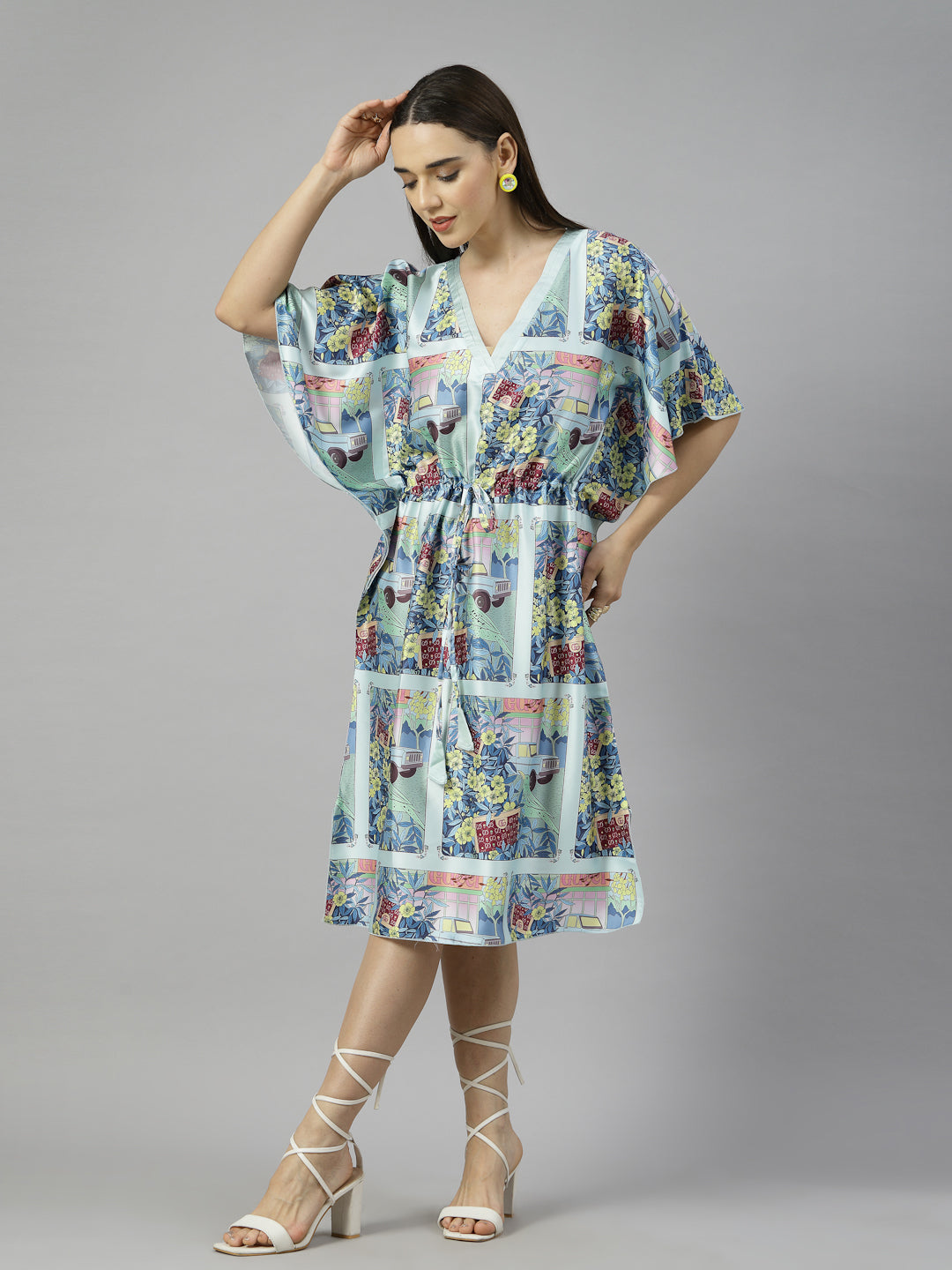 Solstice Block-Print Satin Kaftan
