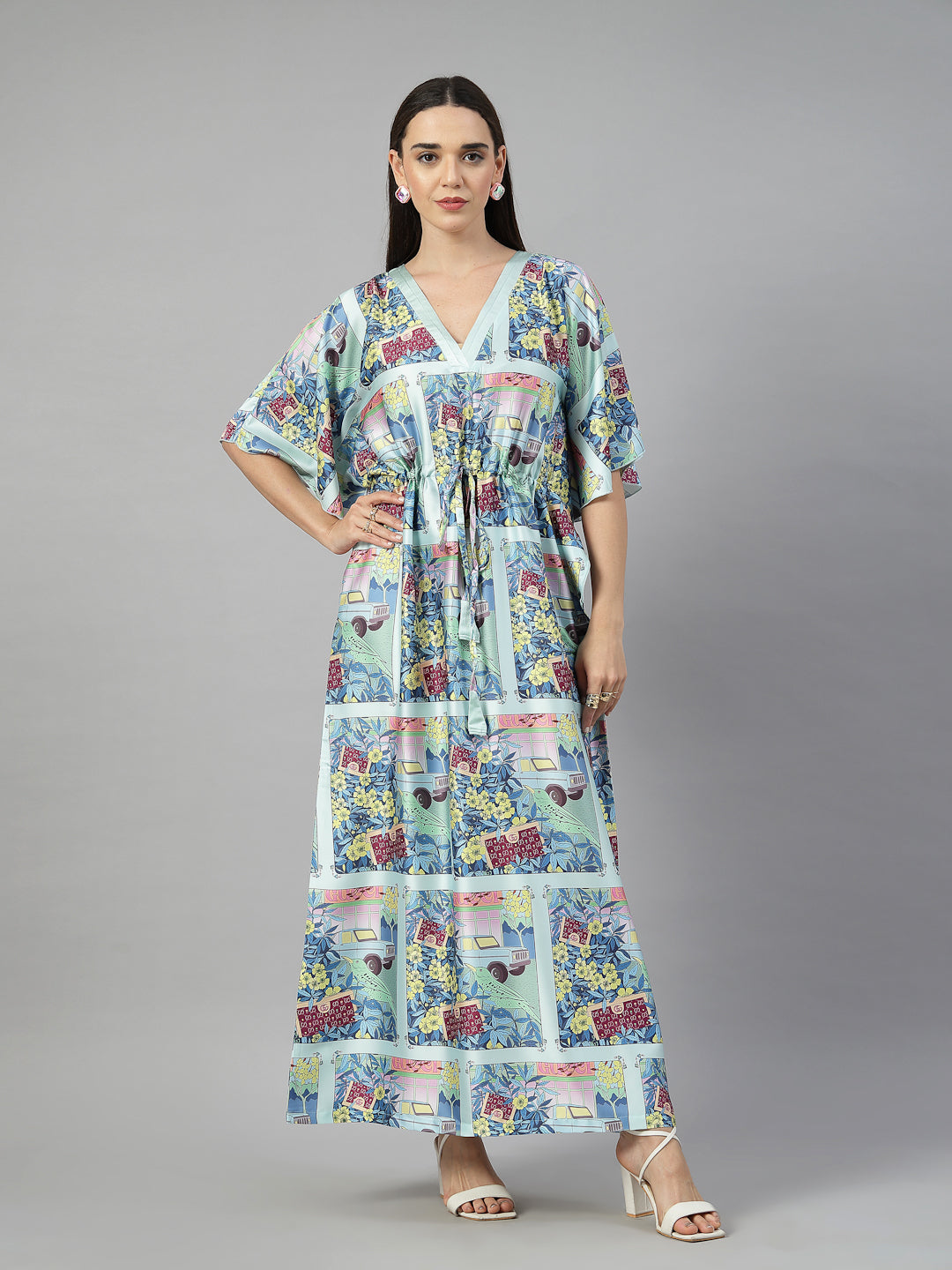 Serene V-Neck Satin Kaftan