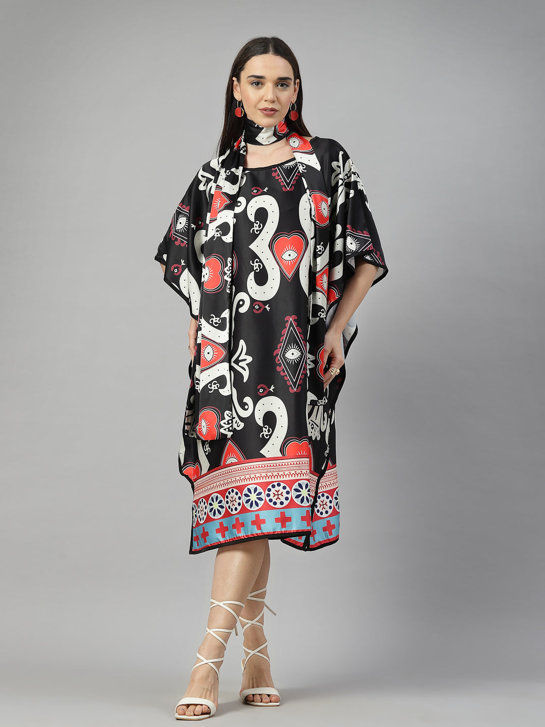 Crimson Artistry Stole Kaftan