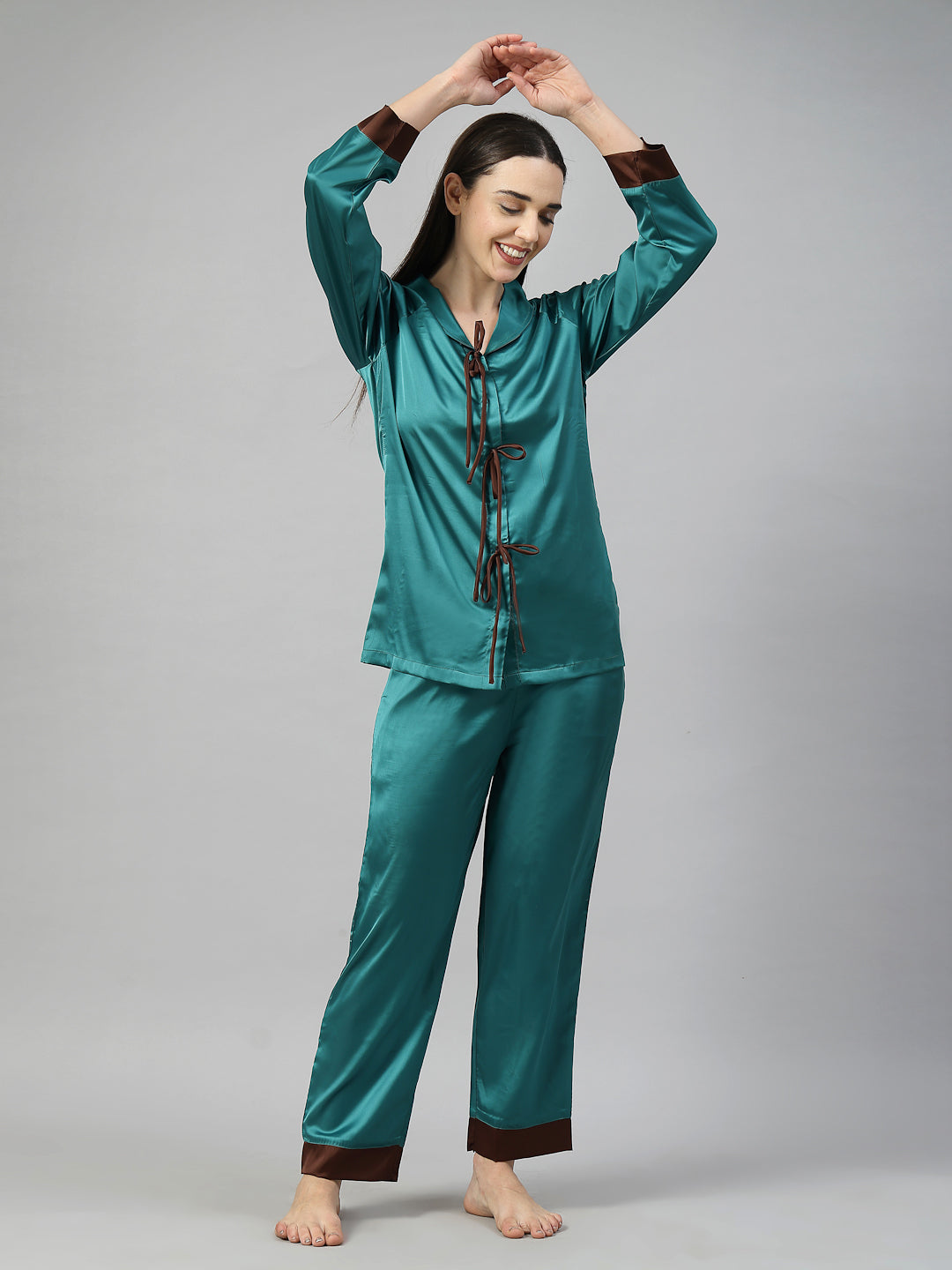 Opaline Knot-Detail Satin Set