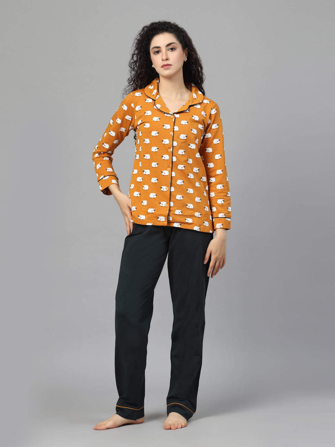 Cheerful Sheep-Motif Nightsuit