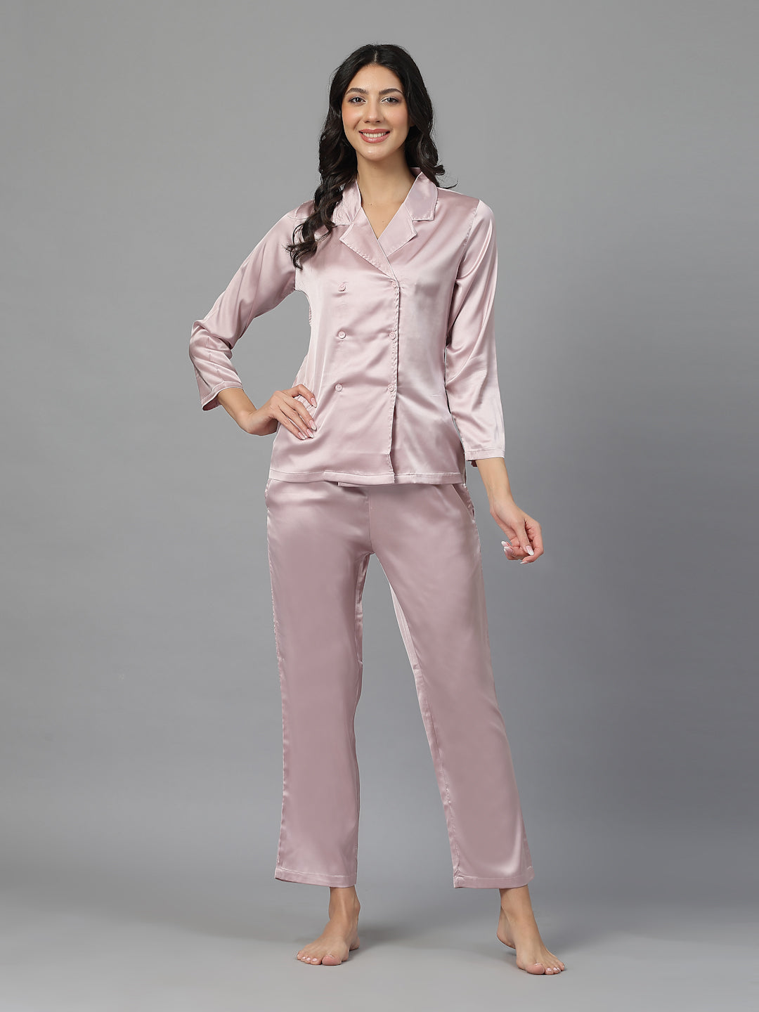 Luxe Double-Breasted Satin Set