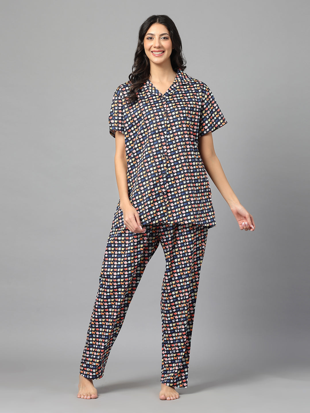 Pop Art Satin Cotton Nightsuit