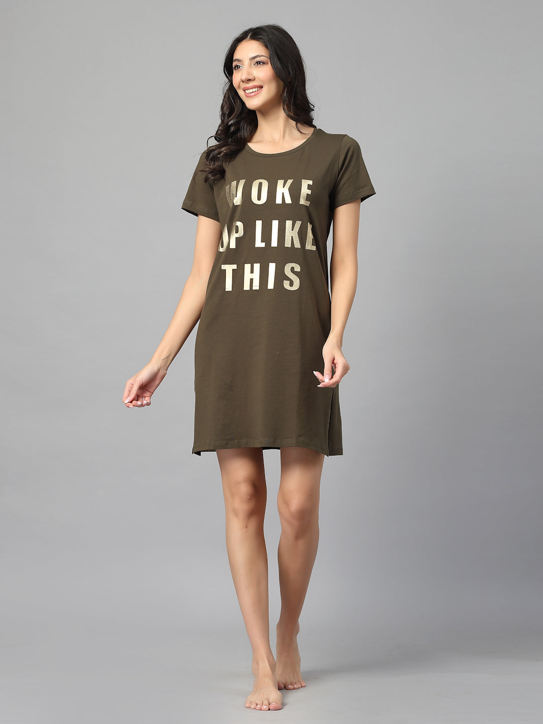 Aura Gold-Foil Cotton Nightshirt