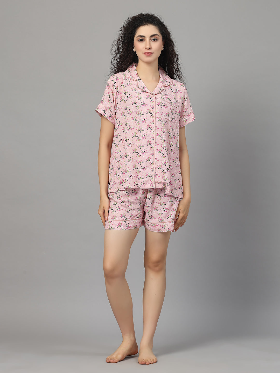 Rosy Bloom Viscose Short Set