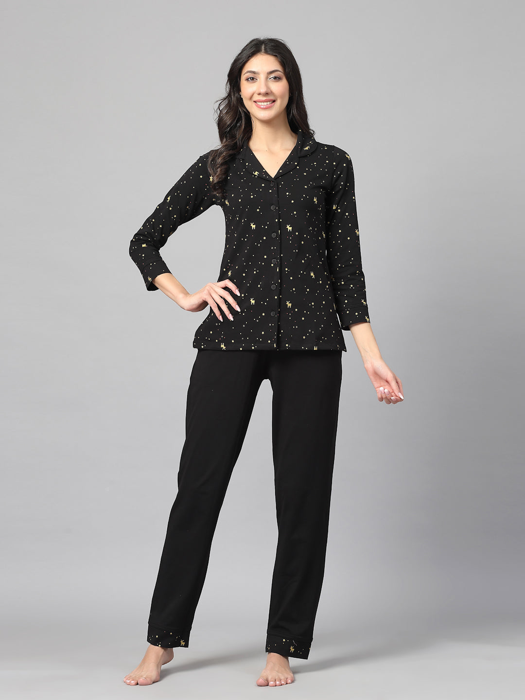 Golden Grain Lycra Cotton Nightsuit