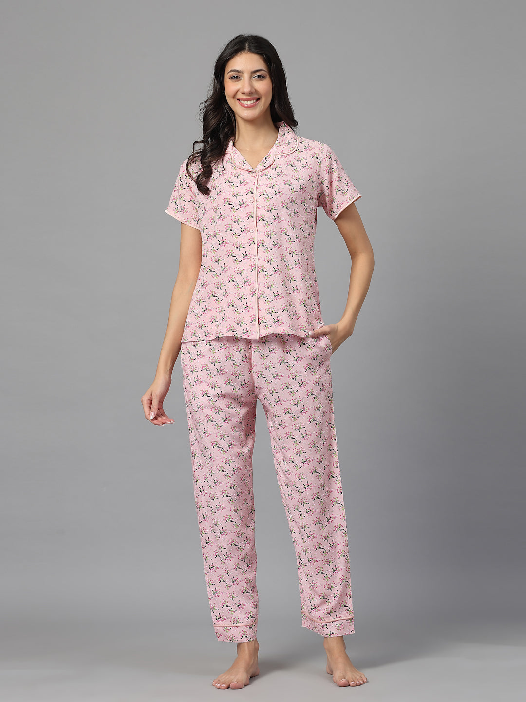 Fleur Rose Viscose Nightsuit