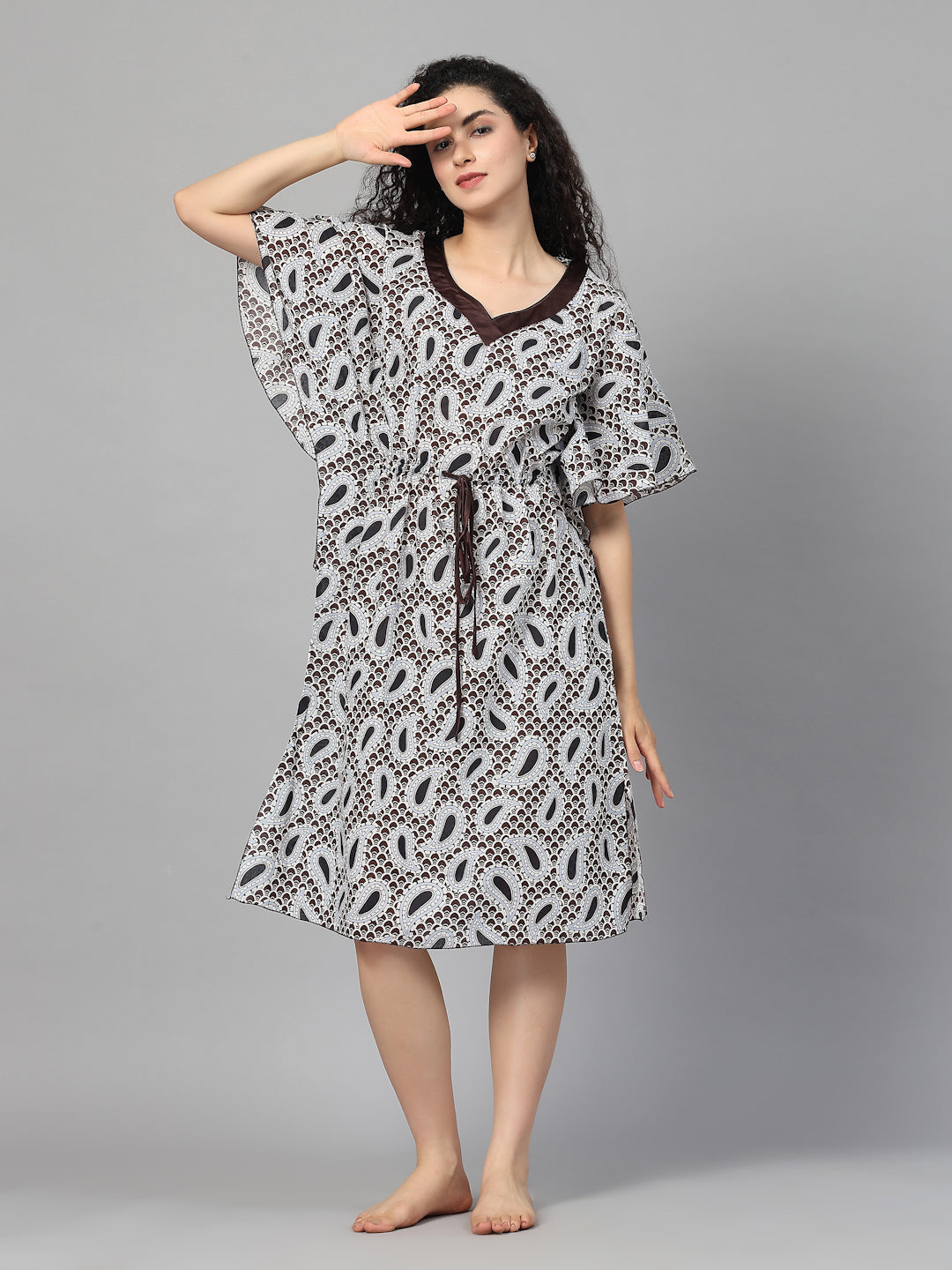 Royale Print Satin-Neck Kaftan