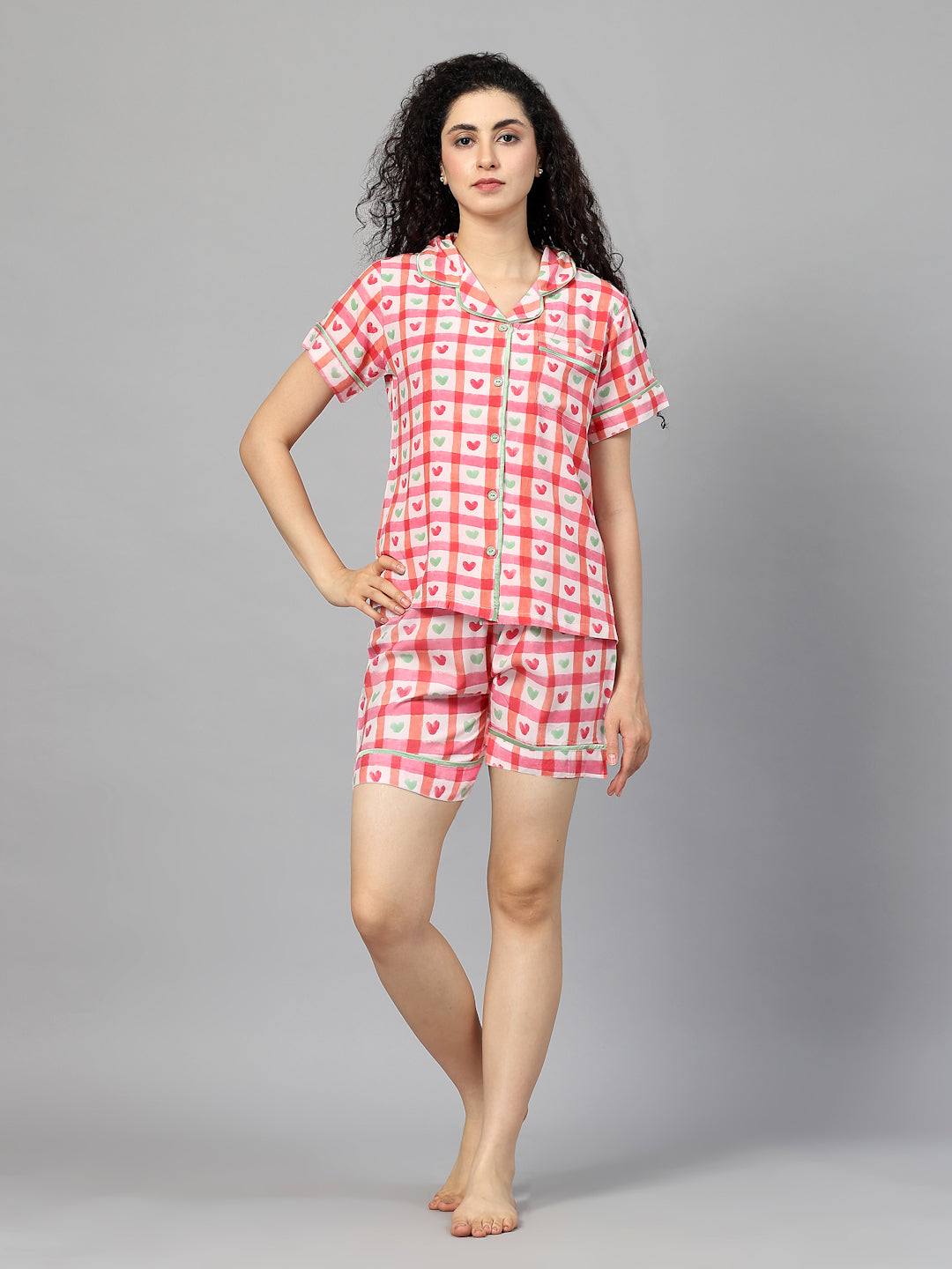 Amore Checkered Viscose Short Set