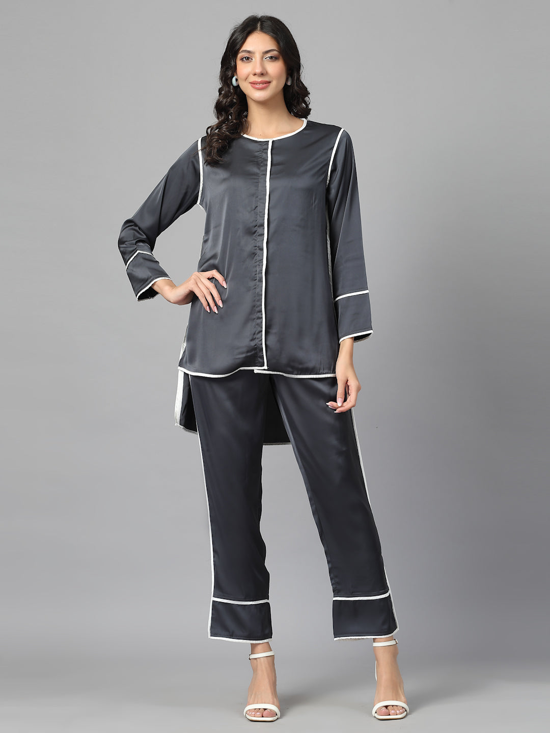 Sterling Satin Piped Co-ord